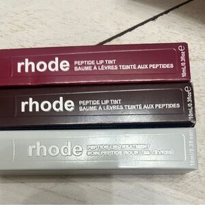 3 tubes RHODE Lip Tint Trio in Unscented, Espresso, Raspberry Jelly..